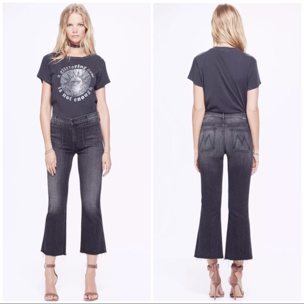 MOTHER Patch Slacker Crop Fray Jeans